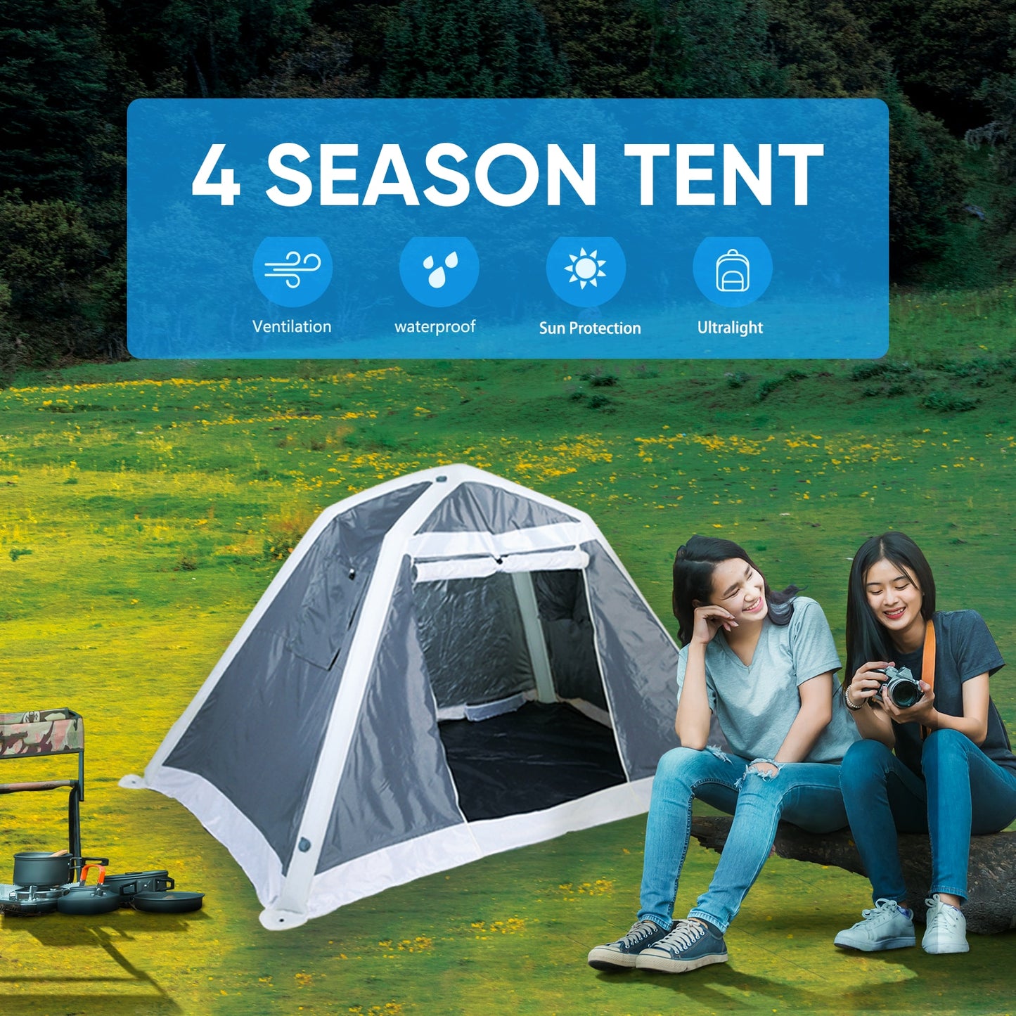 Inflatable Tent for Camping 2-Person without Poles 6.85 lbs