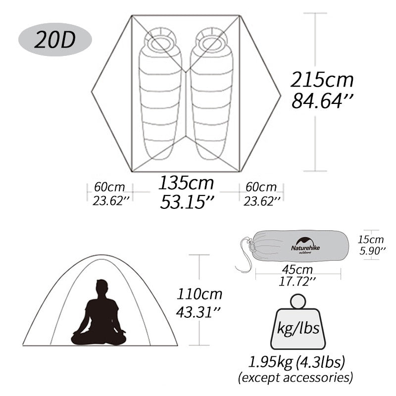 Naturehike 2 Person Ultralight Waterproof Tent