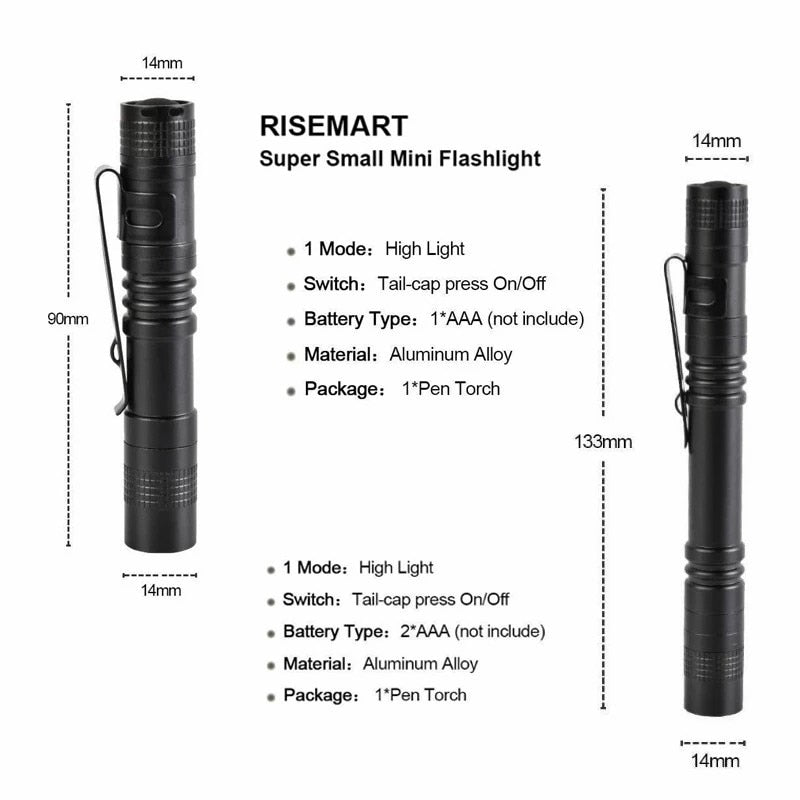 LED Flashlight Pen Light Mini Portable 1000 lumens