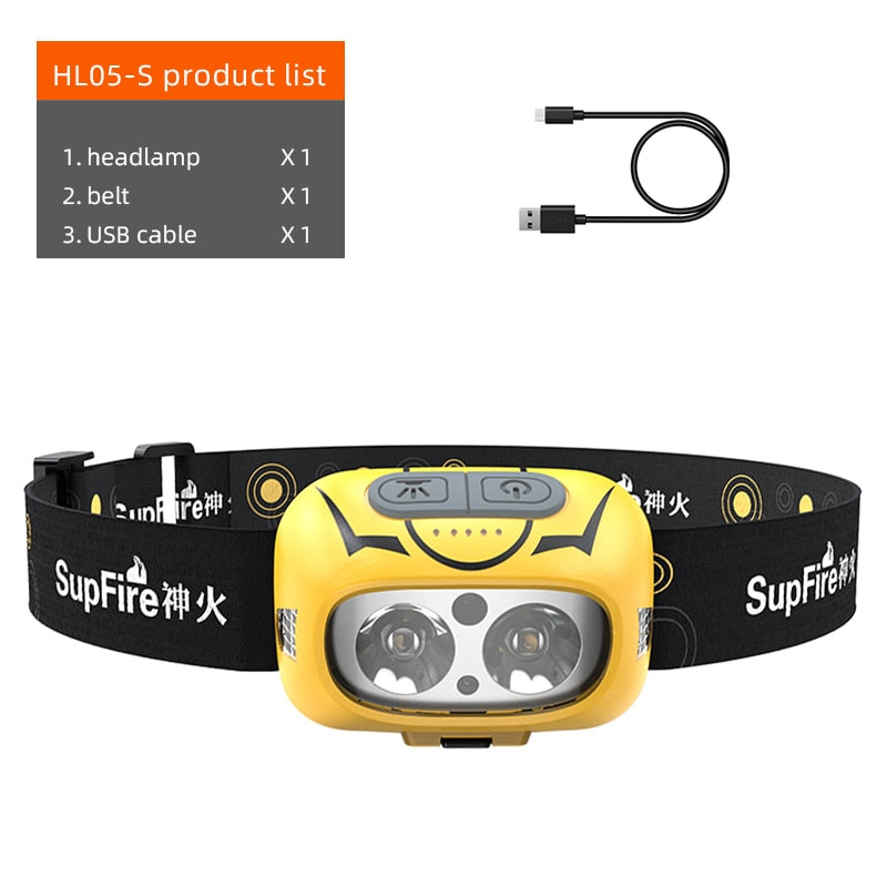 HL05-S White+Yellow LED Headlamp Motion Sensor