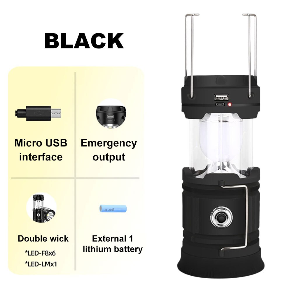 Camping Lantern 1200mAh USB Rechargeable Solar Charging